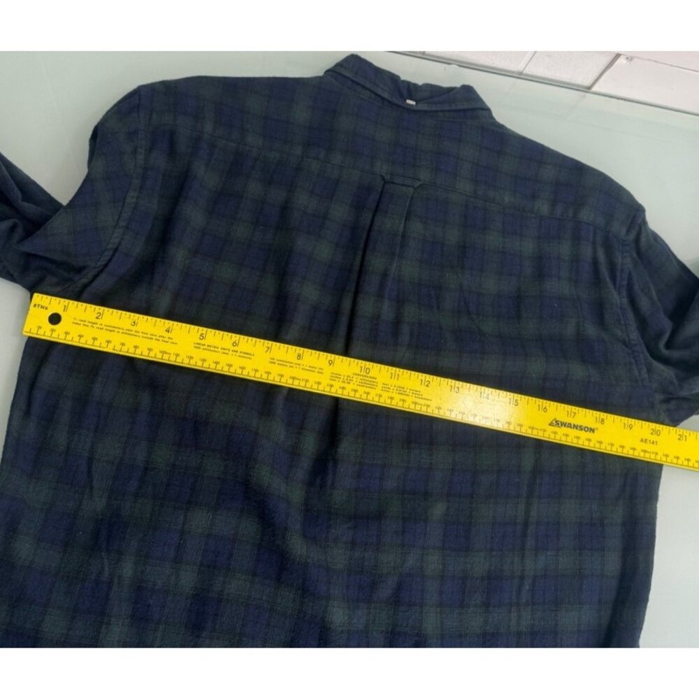 Gustin Men Flannel Shirt Large L Brushed Cotton Plaid Green Blue Made In USA - Picture 4 of 9